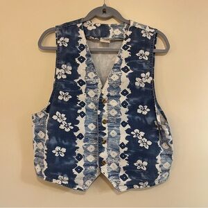 Vivaldi vintage Blue Floral Denim Vest